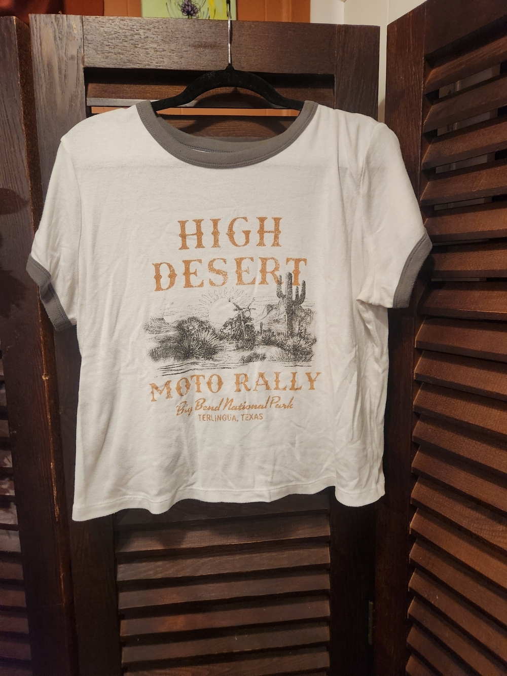 Arizona Jean Company White Ringer Tee with Brown Graphic